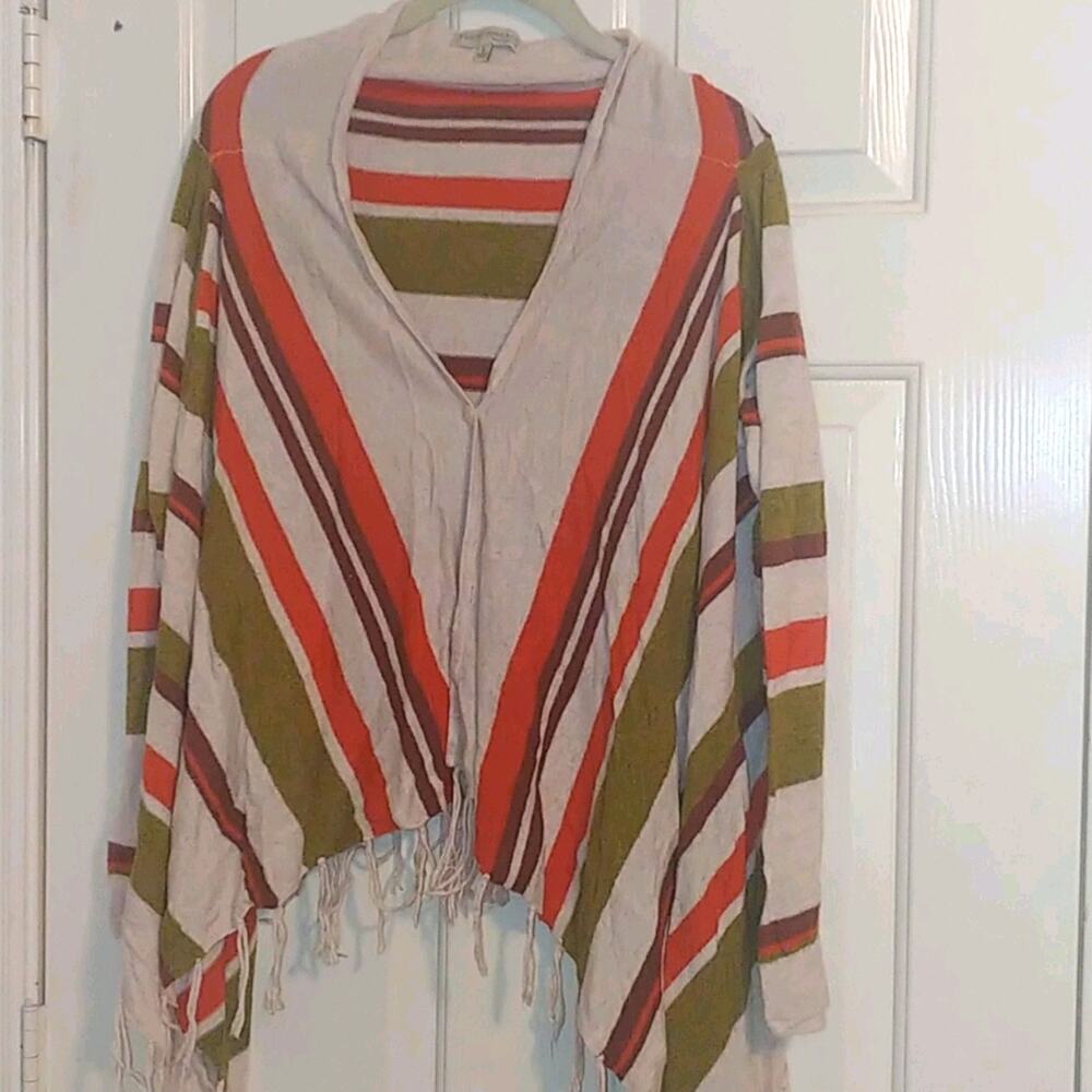 Young Threads Fringed Boho Striped Cardigan Large